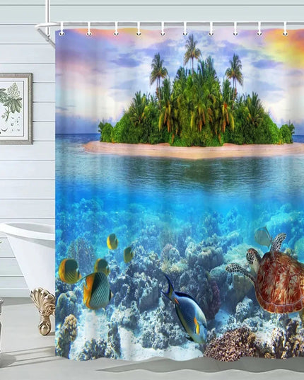 Seashell Shower Curtain Summer Beach Starfish On The Coastal For Bathroom Curtain Polyester Fabric Bathroom Accessories Set