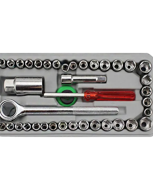 New 40Pcs/Set Car Vehicle Tool-box Socket Wrench Combination Repair Hand Tools Kit  Auto Repairing Tool Set
