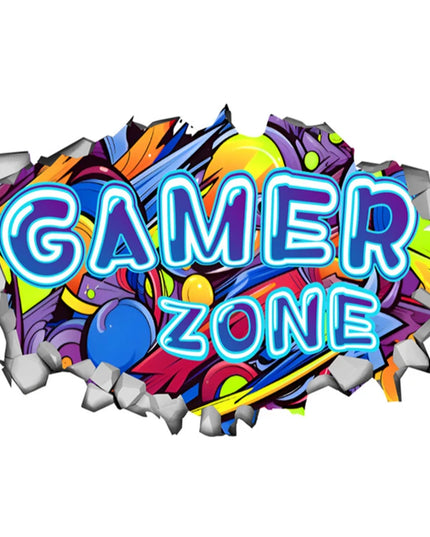 Larger Game Poster 3D Wall Hole Art Cool Gamer Zone Gamepad Vinyl Mural Stickers Home Decoration for Kids Bedroom Gaming Rooms