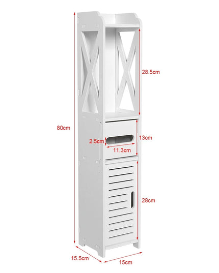 Bathroom toilet furniture cabinet, white wooden cabinet shelf, paper towel storage rack, bathroom storage rack