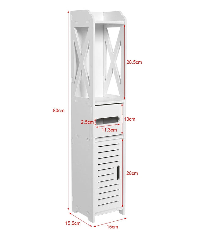 Bathroom toilet furniture cabinet, white wooden cabinet shelf, paper towel storage rack, bathroom storage rack