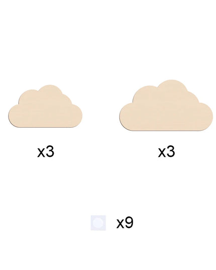 6Pcs Cloud Wall Sticker Wooden Clouds Wall Decor Reusable Wall Decoration for Bedroom Kid's Room Wall Art Wall Decorations