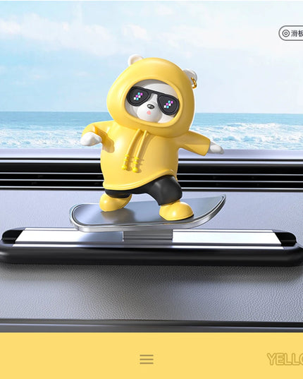 New Dashboard Car Decorations Skateboard Bear Magnetic Parking Number Plate Creative Car Cartoon Interior Interior Accessories