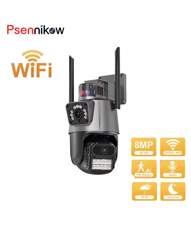 PTZ Camera Outdoor 3MP 4K HD Dual Lens Dual Screens WiFi Security IP Camera Auto Tracking Wirelss CCTV Surveillance Camera