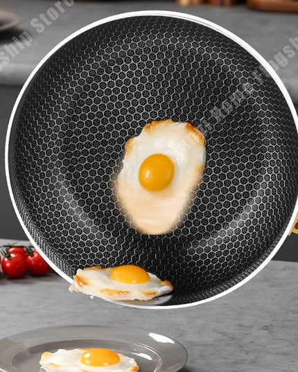 316 Stainless Steel Frying Pan Wok Non-stick Cooking Honeycomb Steak Gas Stove Pot Induction General Saucepan Kitchen Cookware