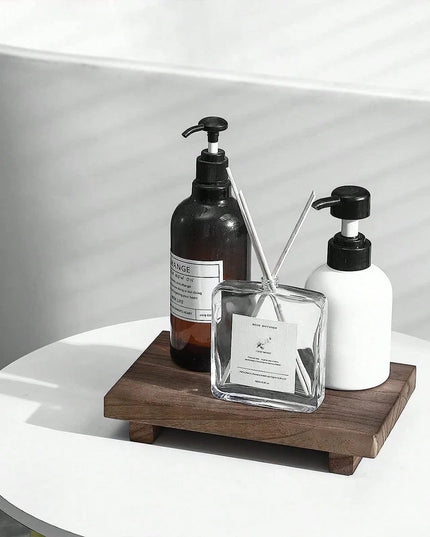 1/2pc Retro Wooden Bathroom Tray Vanity Hands Soap Scented Candle Storage Holder Kitchen Seasoning Tray For Bath Home Decoration