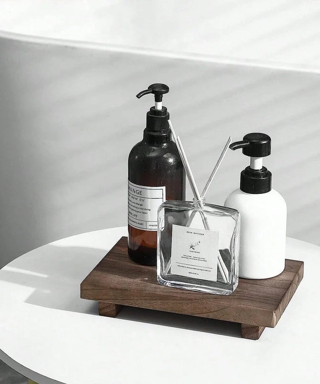 1/2pc Retro Wooden Bathroom Tray Vanity Hands Soap Scented Candle Storage Holder Kitchen Seasoning Tray For Bath Home Decoration