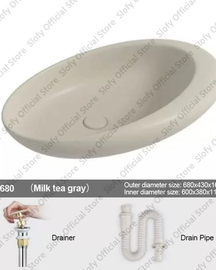 Nordic-style Hotel Countertop Basin Fashionable Art Bathroom Sink Egg-shaped Ceramic Sinks Various Styles Home Balcony Washbasin