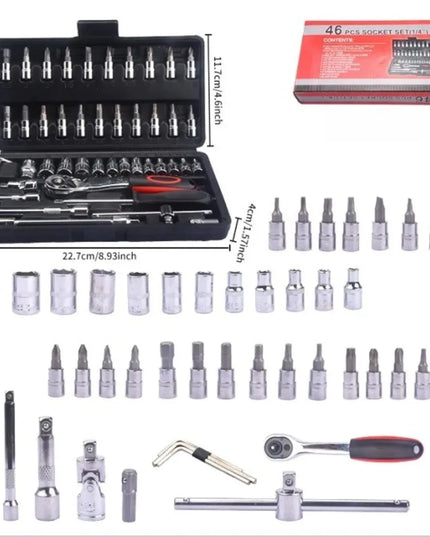 46-piece Auto Repair Combination Ratchet Wrench Toolbox, Auto Maintenance Vehicle-mounted Socket Repair Set Tools Kit