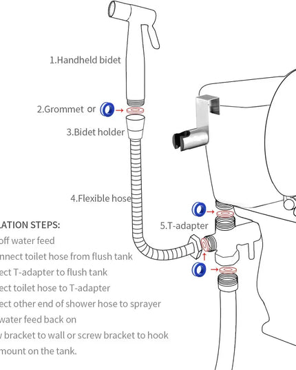 Handheld Toilet Bidet Sprayer Set Stainless Steel Hand Bidet faucet Sprayer Guns Bathroom Hand Sprayer Shower Head Self Cleaning