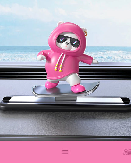 New Dashboard Car Decorations Skateboard Bear Magnetic Parking Number Plate Creative Car Cartoon Interior Interior Accessories