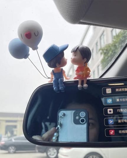 Cute Cartoon Couples Car Decoration Accessories Romantic Figurines Balloon Ornament Auto Interior Dashboard Accessories Gifts