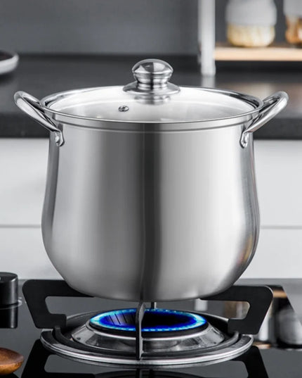 1pc Large Stainless Steel Stock Pot - Ideal for Soups, Stews, and More - Durable, Easy to Clean - Essential Kitchen Gadget
