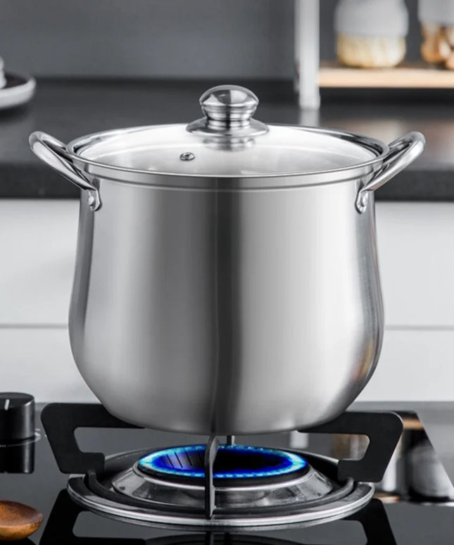 1pc Large Stainless Steel Stock Pot - Ideal for Soups, Stews, and More - Durable, Easy to Clean - Essential Kitchen Gadget