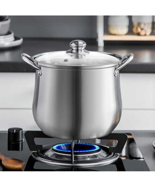 1pc Large Stainless Steel Stock Pot - Ideal for Soups, Stews, and More - Durable, Easy to Clean - Essential Kitchen Gadget