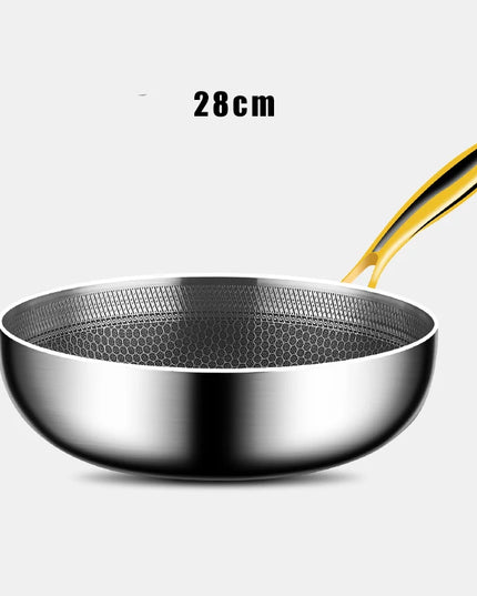 316 Stainless Steel Frying Pan Wok Non-stick Cooking Honeycomb Steak Gas Stove Pot Induction General Saucepan Kitchen Cookware