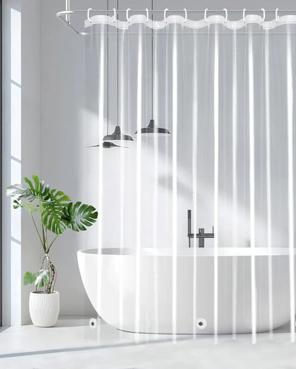 1pc Waterproof Clear Shower Curtain with Bottom Magnets & Metal Grommets Plastic Transparent Shower Curtain Liner for Bathroom