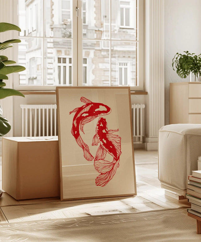 Japanese Red Koi Fish Canvas Prints Poster Modern Minimalism Aesthetic Art Prints Bedroom Kitchen Home Decor Art Poster Gifts