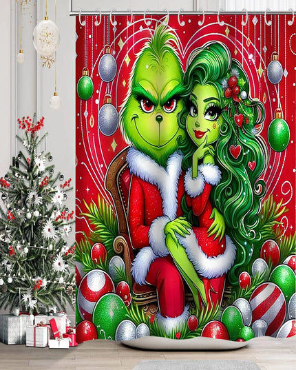 Christmas Cartoon Bathroom  Shower Curtain  Waterproof fabric bathroom Curtain With 12 Hooks Sunflower Home Deco Free Ship