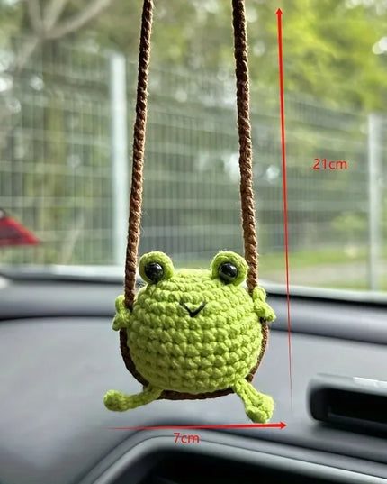 1 PC New Handmade Knitted Charms Cute Frog, Penguin,Duck,Chick Animal Car Charms Car Decoration Cute Car Accessories