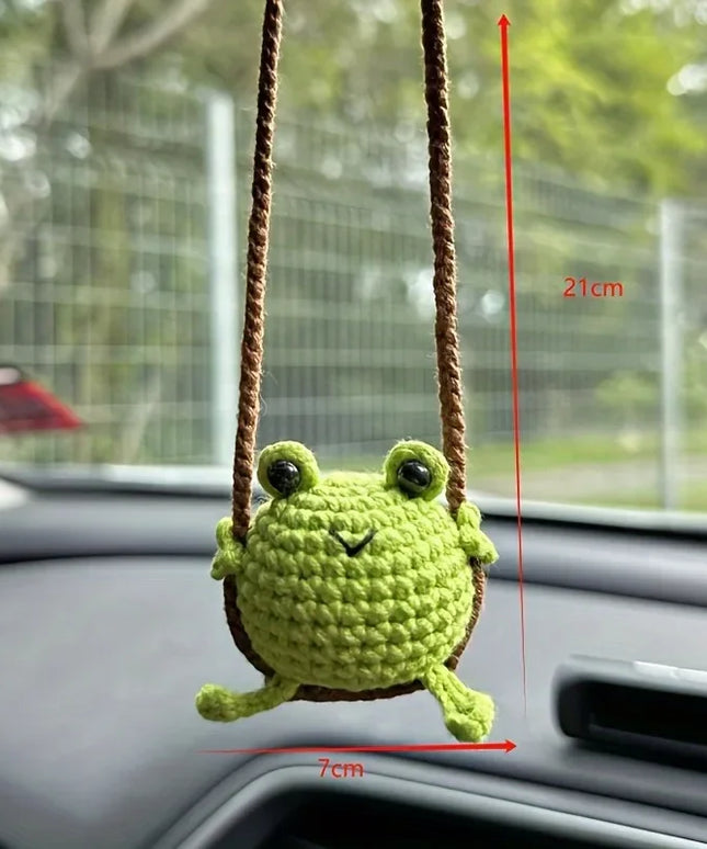1 PC New Handmade Knitted Charms Cute Frog, Penguin,Duck,Chick Animal Car Charms Car Decoration Cute Car Accessories