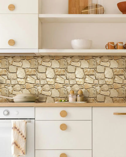 3D Tile Stickers, 3D Faux Stone Textures, Matte, 30cm x 30cm, Water and Mold Resistant, for Living Room, Kitchen Wall Update