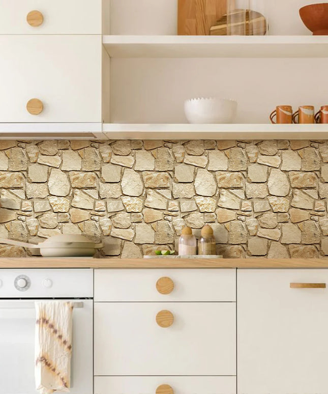 3D Tile Stickers, 3D Faux Stone Textures, Matte, 30cm x 30cm, Water and Mold Resistant, for Living Room, Kitchen Wall Update