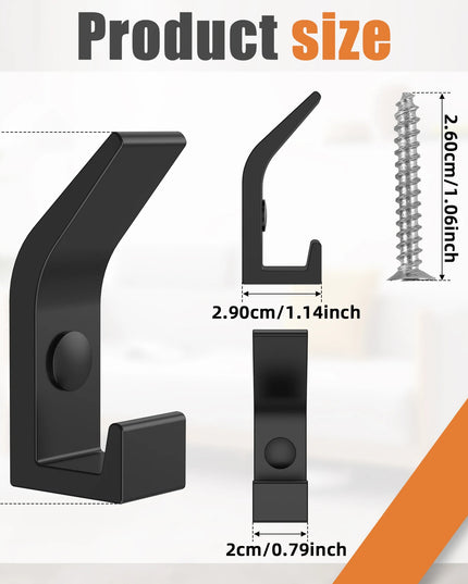 6PCS Heavy Duty Hook 22lbs Load Capacity Space Aluminum Towel Hook Clothes Coat Hook for Bathroom Kitchen Bedroom