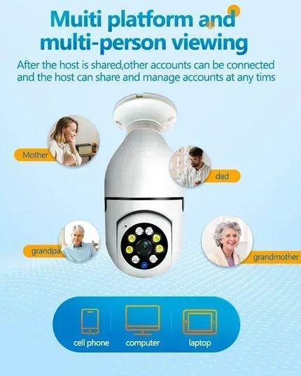 5MP E27 Bulb Wifi Surveillance Camera 4X Digital Zoom Full Color Video Night Vision Automatic Human Tracking Security IP Camera