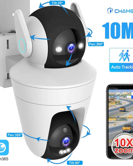 5K 10MP WiFi Camera10X Zoom CCTV  Auto Tracking Dual Lens Dual Screen PTZ Mini Video Surveillance Cam Security Camera
