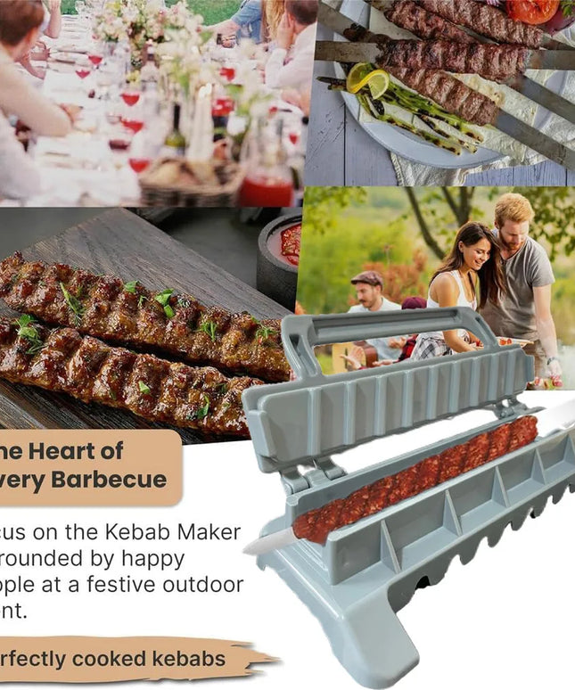 NewSingle Row Kebab Maker Bbq Meat Skewer Machine Kebab Press Maker Reusable Plastic Bbq Skewer Maker Kebab Preparation BBQ Tool