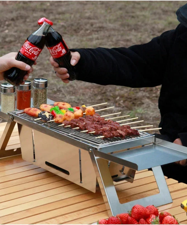 Stainless Steel Barbecue Stove Outdoor Charcoal Folding Barbecue Rack Household Small  Folding Carbon Barbecue Skewer Stove  bbq