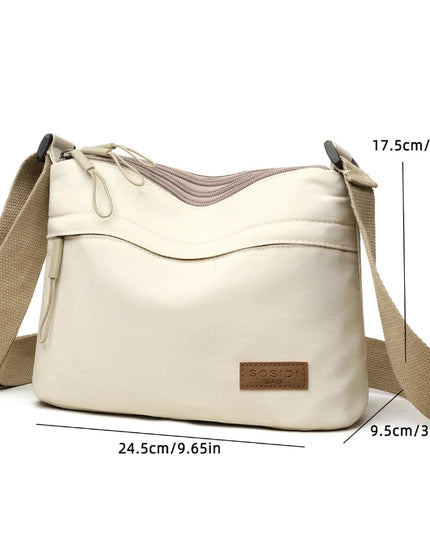 3 Main Pockets High Capacity Shoulder Crossbody Bag for Women Multi-pocket Purse Canvas Handbag Suitable for Mothers Shopping