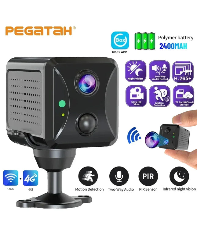 PEGATAH WIFI 4G 5MP Mini Security IP Camera Wireless Night Smart Home Baby Monitor Vision CCTV Surveillance 2400mAh Camera