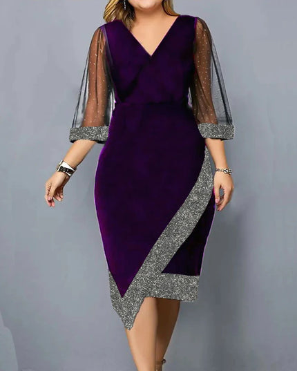 Plus Size Women Dress Winter Plus Size Black Vestidos Formal Occas Dress Elegant Long Skirt Party Female Clothin