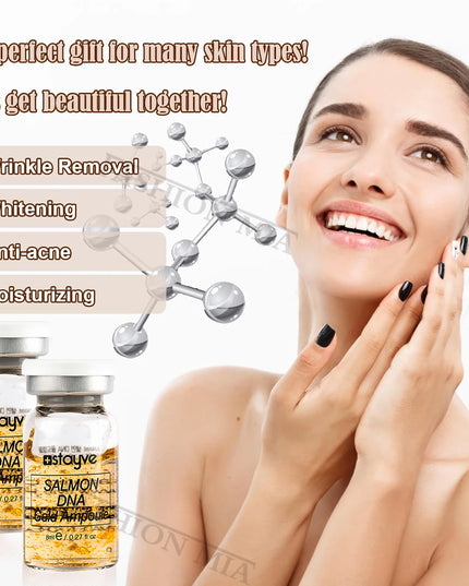 Stayve 8ml Face Salmon DNA Gold Ampoule Booster Serum Kit Natural Lighten melanin Whitening Moisturizing Care Skin