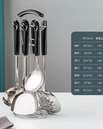 7pcs stainless steel spatula soup spoon kitchenware set cooking spatula kitchen supplies ceramic handle Nordic kitchen tools