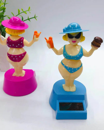 1 pc Car Decoration Solar Decoration Bobblehead Doll Cartoon RichWoman Modeling Decoration Gift Creative Interior Car Supplies