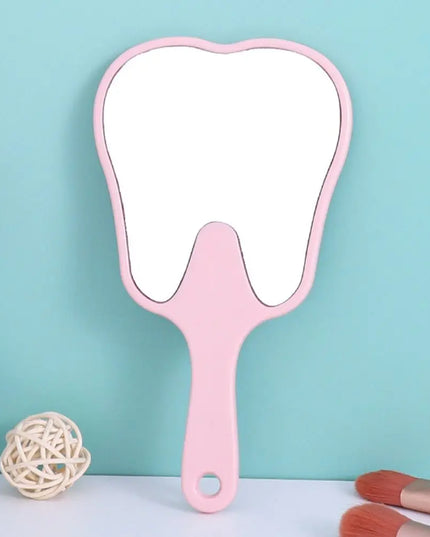 1PC Tooth Shaped Handheld Mirror Cute Makeup Mirror Durable High Definition Dental Mirrors Gifts