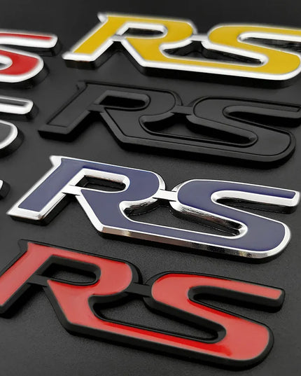 3d Metal RS Sticker Letters Logo Car Front Grille Rear Trunk Emblem Badge For Car Sport RS Sticker Acceessories