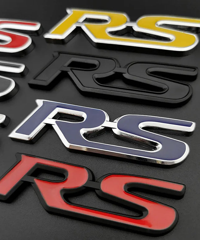 3d Metal RS Sticker Letters Logo Car Front Grille Rear Trunk Emblem Badge For Car Sport RS Sticker Acceessories