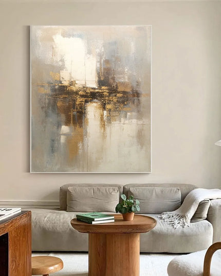 Abstract Gold Beige Handmade Oil Paintings Oil Painting Art Abstract Wall Decor Modern Art Gray Abstract Art Gold Foil Pictures