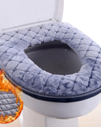 Bathroom Toilet Seat Cover Soft Winter Warm Plush Cushion O-shaped Washable Toilet Lid Cushion Household Supplies 37cm×44cm