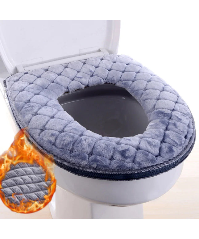 Bathroom Toilet Seat Cover Soft Winter Warm Plush Cushion O-shaped Washable Toilet Lid Cushion Household Supplies 37cm×44cm