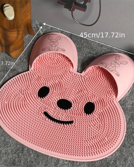 Rabbit Bathroom Shower Anti Slip Mat, Circular Massage Foot Mat, Back Suction Cup,Foot Scrubber, Back Scrubber, Anti Fall Device