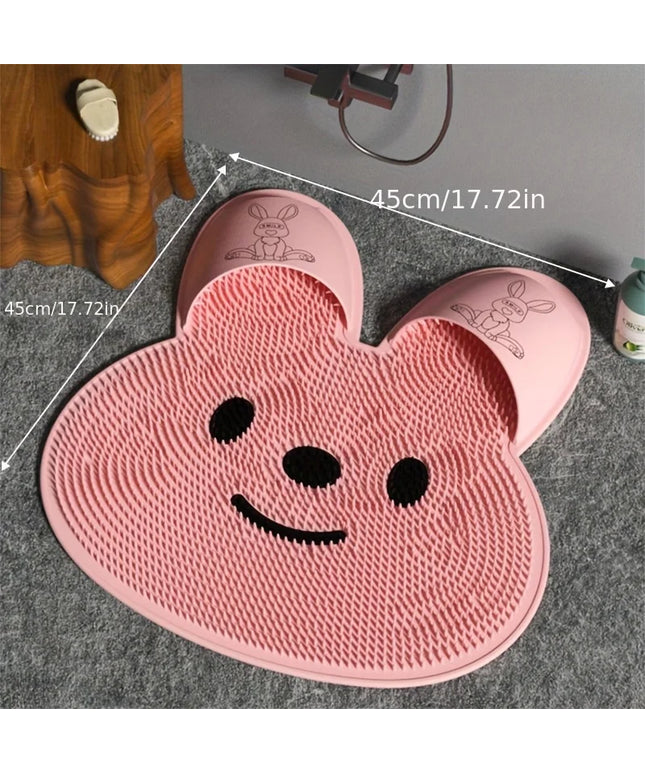Rabbit Bathroom Shower Anti Slip Mat, Circular Massage Foot Mat, Back Suction Cup,Foot Scrubber, Back Scrubber, Anti Fall Device