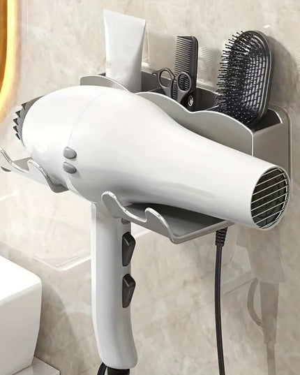 1pc Wall Mounted Hair Dryer Bracket, For Bathroom Shelves Without Drilling, Hair Dryer Bathroom Storage Rack