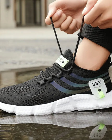 Men Casual Sport Shoes Breathable Lightweight Sneakers Outdoor Mesh Black Running Shoes Athletic Jogging Tenis Walking Shoes