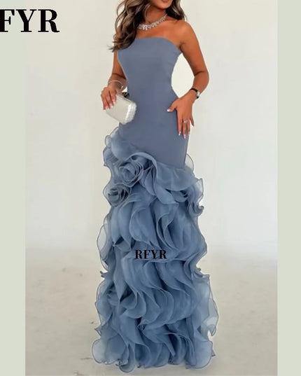 RFYR Asymmetrical Prom Gown Tiered Layers Party Dress for Women Mermaid Evening Dresses Formal Occasion Dresses Customized