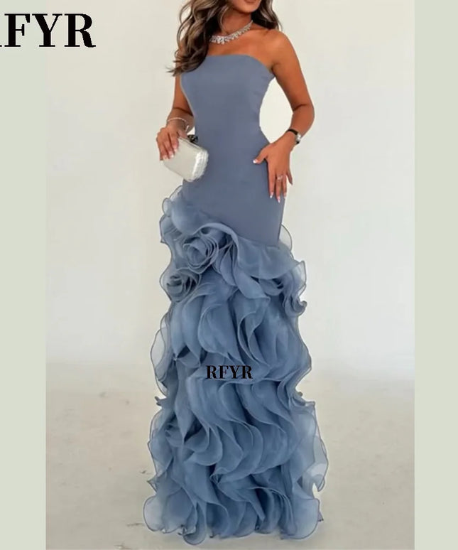 RFYR Asymmetrical Prom Gown Tiered Layers Party Dress for Women Mermaid Evening Dresses Formal Occasion Dresses Customized